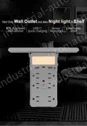 6 AC Outlets Surge Protector Wall Outlet Shlef