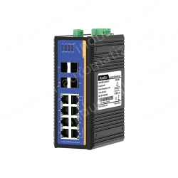 4 Ports Gigabit SFP + 8 Ports Gigabit RJ45 Din-Rail Managed Industrial Ethernet Switch