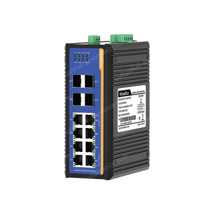 4 Ports Gigabit SFP + 8 Ports Gigabit RJ45 Din-Rail Managed Industrial Ethernet Switch