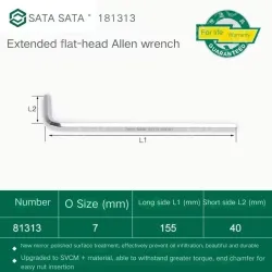 Extended flat head hex wrench 7mm 81313