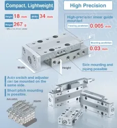 Air Slide Table MXJ Series Double acting &oslash;12, &oslash;16