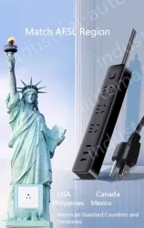 Lightning protection against power surges Split-control 5-plug 2.8m