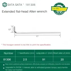 Extended flat head hex wrench 2.5mm 81306