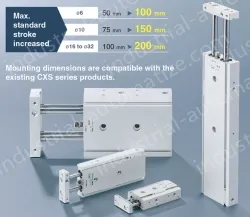/Dual Rod Cylinder Basic Type CXS2 Series &oslash;6, &oslash;10, &oslash;16, &oslash;20, &oslash;25, &oslash;32