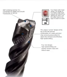Four-pit 5 series rotary hammer drill bit 10x100x160