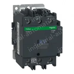 LC1D80E7 IEC contactor, TeSys Deca, nonreversing, 80A, 60HP at 480VAC, up to 100kA SCCR, 3 phase, 3 NO, 48VAC 50/60Hz coil, open