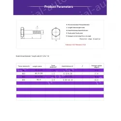 Half thread external hexagonal bolt M6*55
