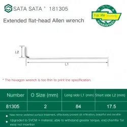 Extended flat head hex wrench 2mm 81305
