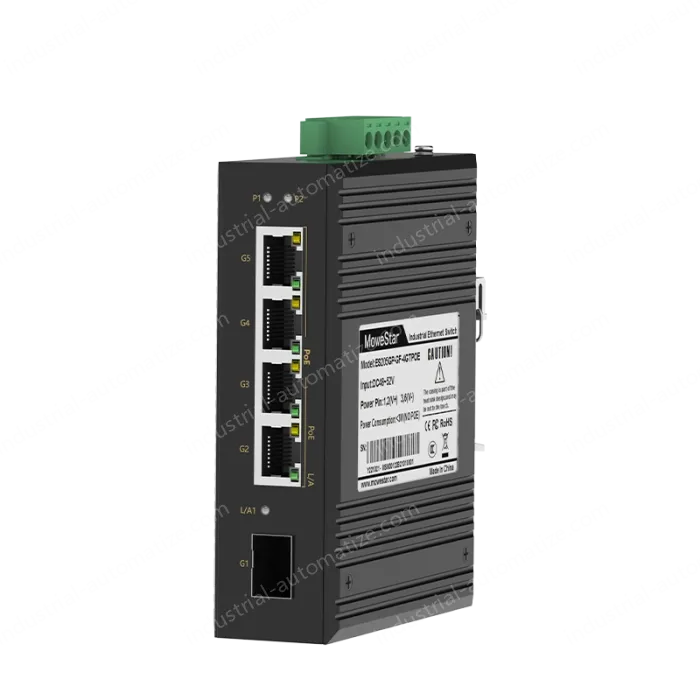 1 Port Gigabit SFP + 4 Ports Gigabit PoE RJ45 Din-Rail Unmanaged Industrial PoE Switch