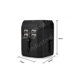 Universal travel adapter with 4 USB KRUSB-WLG3319B