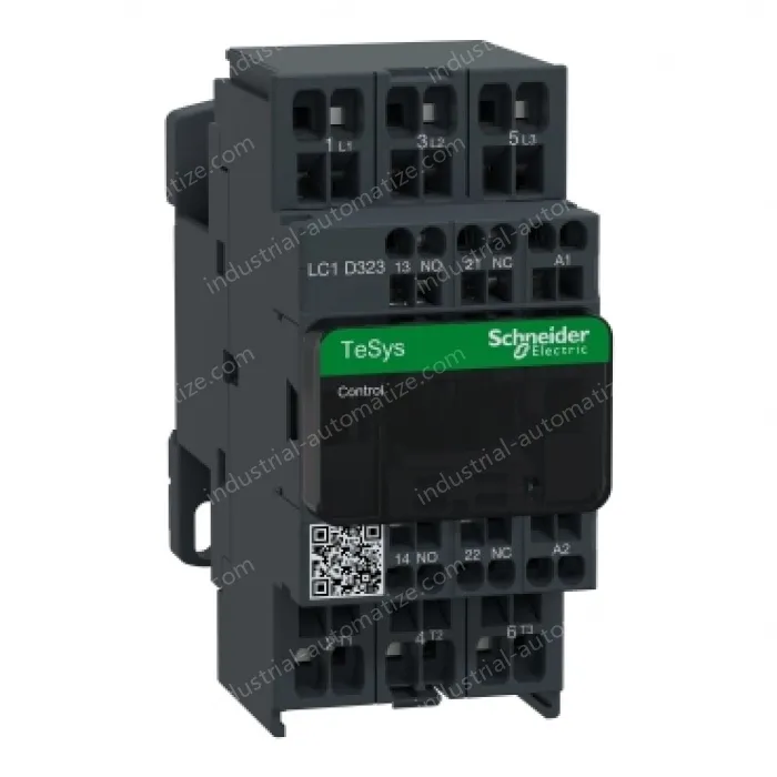 LC1D323M7 IEC contactor, TeSys Deca, nonreversing, 32A, 20HP at 480VAC, 3 phase, 3 pole, 3 NO, 220VAC 50/60Hz coil, open style