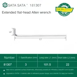 Extended flat head hex wrench 3mm 81307