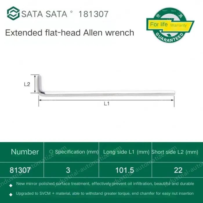 Extended flat head hex wrench 3mm 81307