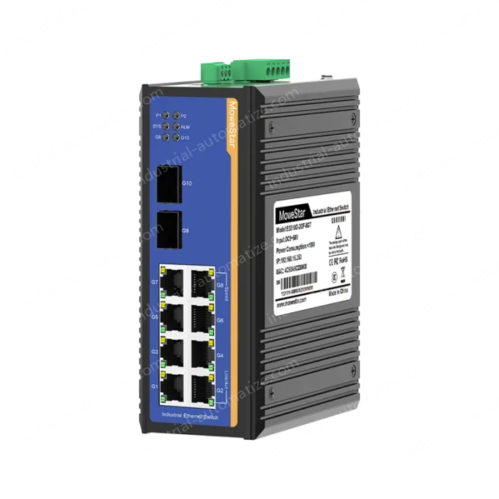 2 Ports Gigabit SFP + 8 Ports Gigabit T(x) Din-Rail Managed Industrial Ethernet Switch