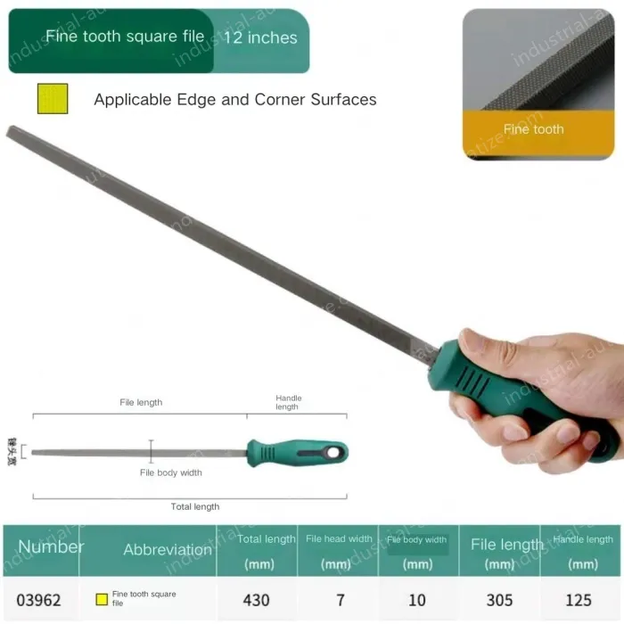 Fine-toothed square file 12 inches with a total length of 430mm