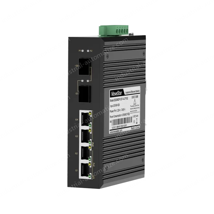 2 Ports Gigabit SFP + 4 Ports Gigabit PoE RJ45 Din-Rail Unmanaged Industrial PoE Switch